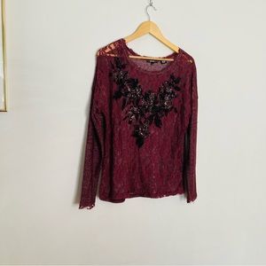 Miss Me size medium lace maroon top